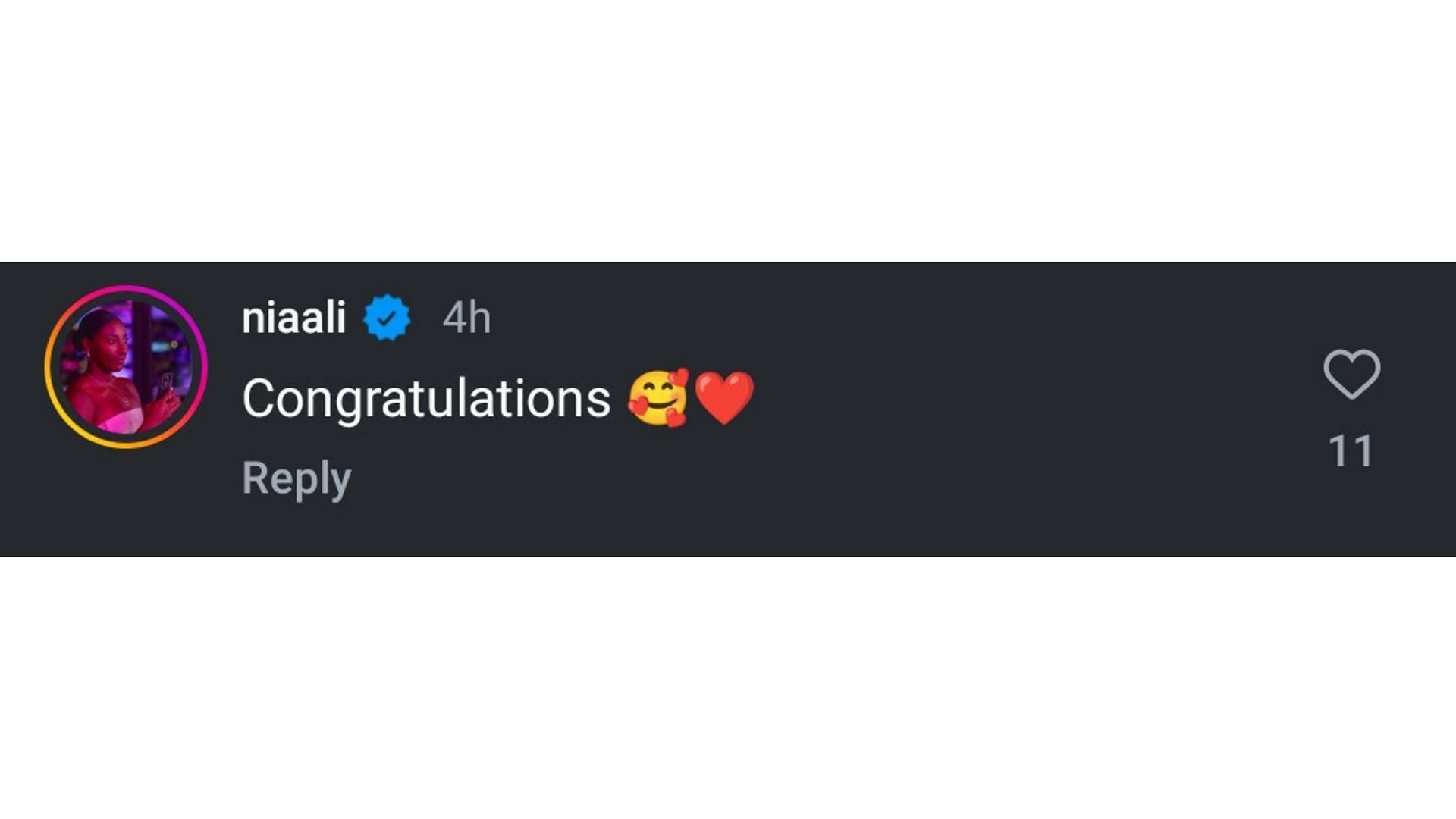 Ali's comment (Image via: Kambundji's comment)